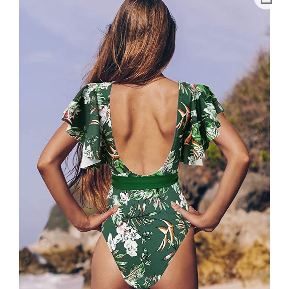 Deep V-neck bathing suit never worn